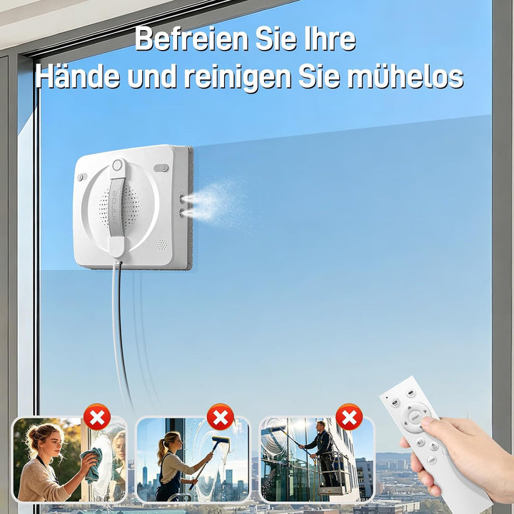 Fensterputzroboter, Quadratischer Fensterroboter Weiss, Weiss