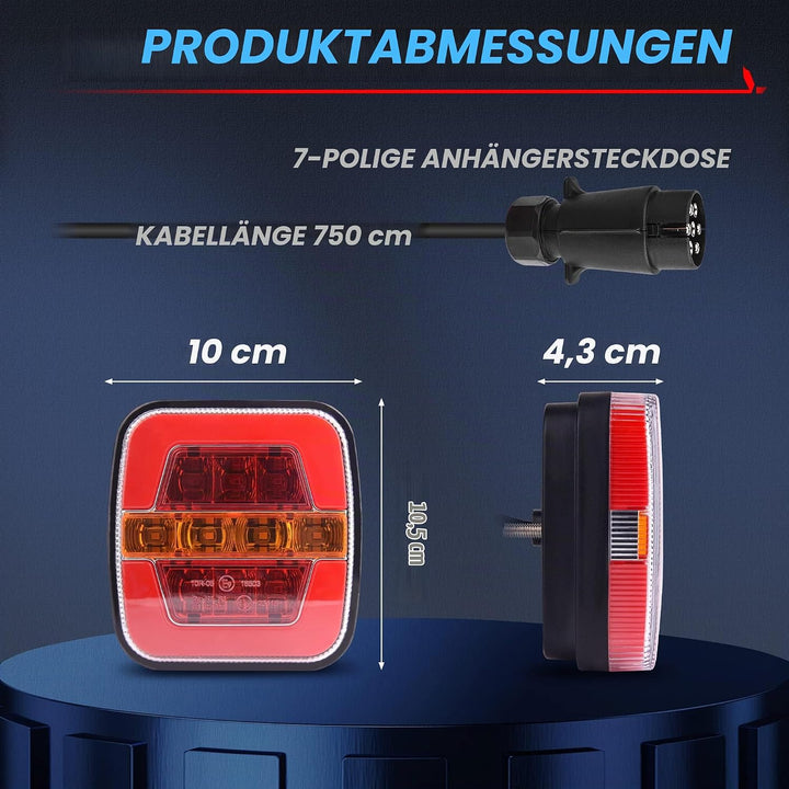 MICTUNING Anhänger Rücklicht-Set Anhängerbeleuchtung 7,5M Kabel mit 2 Steckers Anhänger-Rückleuchte
