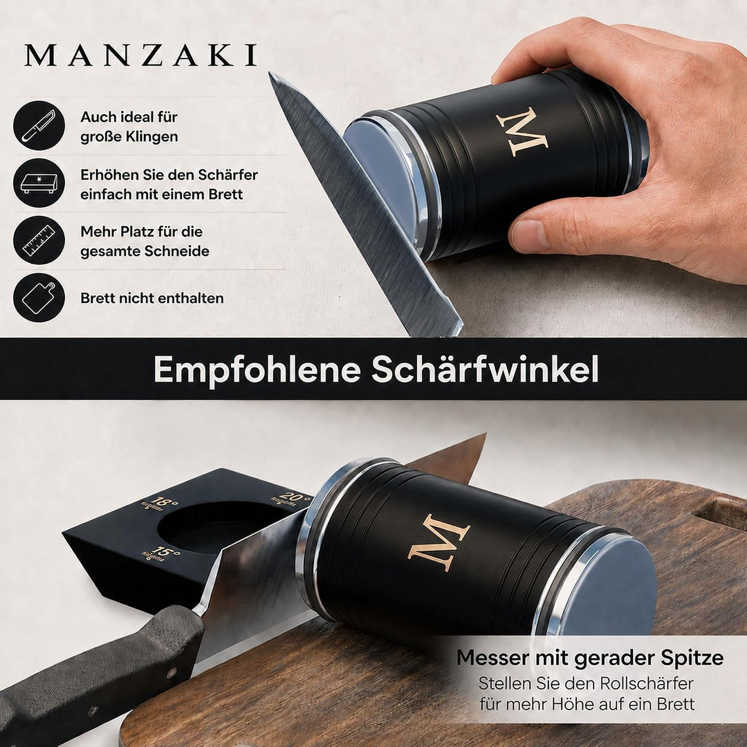 Messerschärfer: Rollschleifer mit 4 Winkeln, 2 Diamantscheiben 400/1000