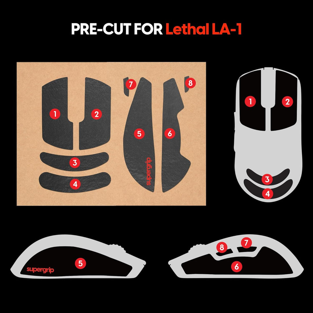 Supergrip Griptape-Set für Lethal Gaming Gear LA-1, schweissabsorbierend, hohe Leistung, rutschfest,