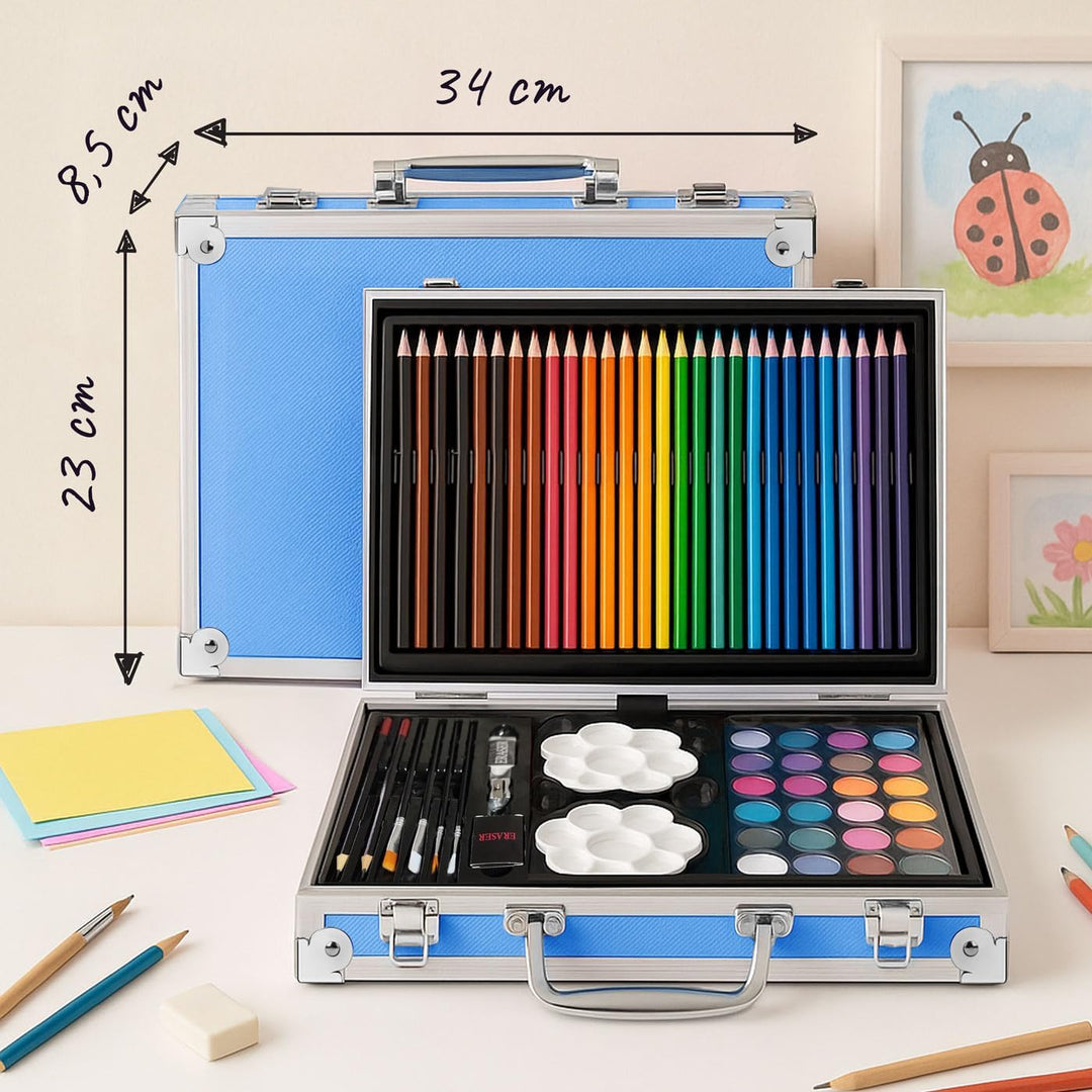 Maverton personalisiertes Kunstset für Kinder - 118-teilig Malkoffer - Buntstifte Koffer Set - Gesch