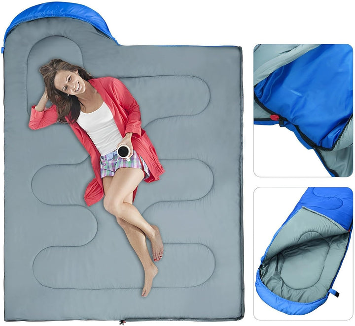Schlafsack Outdoor für Camping 3 Jahreszeiten Erwachsene Schlafsack, 2 in 1 Funktion Deckenschlafsäc