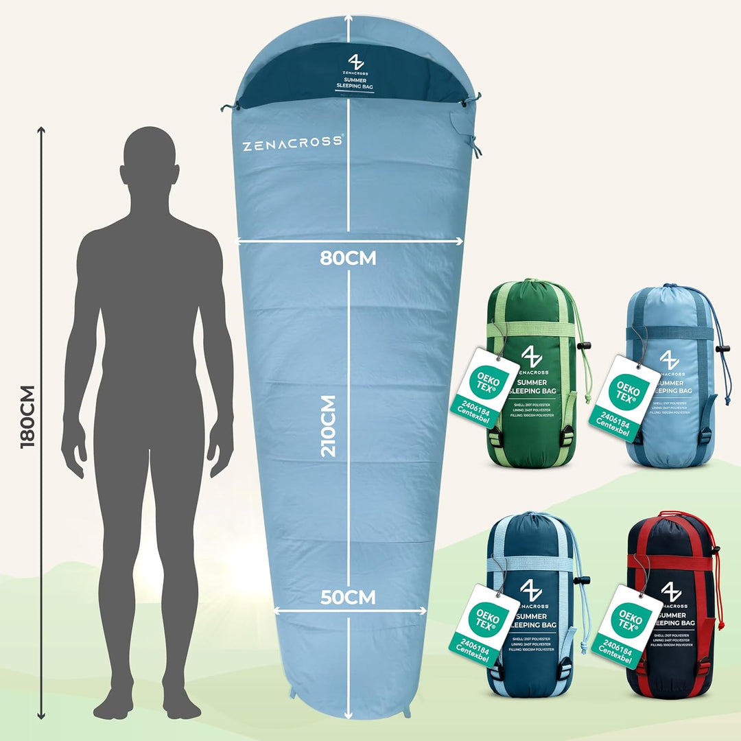 Schlafsack Erwachsene - Sommerschlafsack Kleines Packmass & Ultraleicht - Mumienschlafsack für Campi