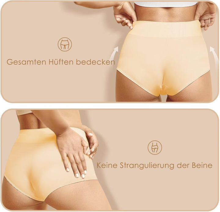 YouShow Unterhosen Damen 5er Pack Baumwolle Hohe Taille Unterwäsche Slip Stretchanteil M Beige, M Be