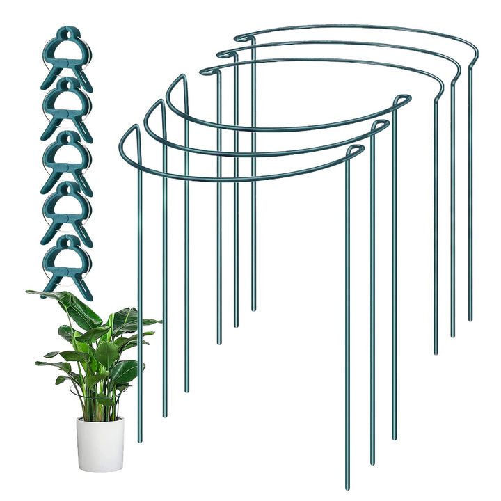 6 Stück Pflanzenstützen mit 5 Stück Pflanzenclips (60x25 cm), Abnehmbar Pflanzenhalter aus Metall fü