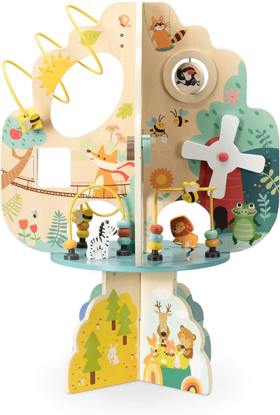 Navaris Motorik Spieltisch aus Holz - Activity Tree Center Lern Spielzeug ab 18 Monate - Baby Kind M