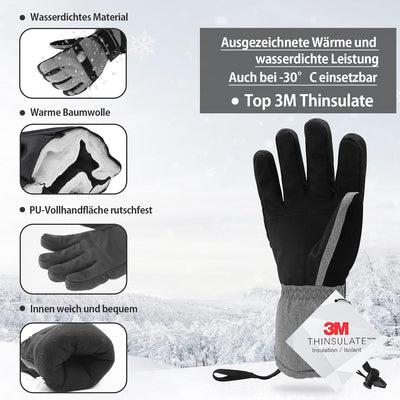 Vihir Winterhandschuhe Skihandschuhe Herren & Damen Thermo Handschuhe, Wasserdichte Touchscreen 3M T