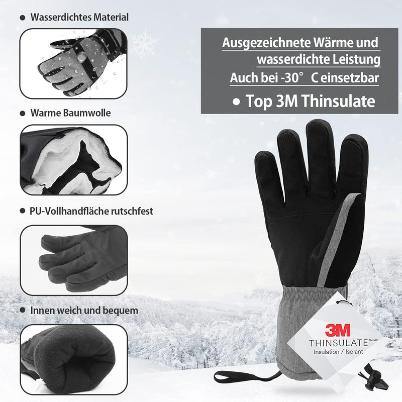 Vihir Winterhandschuhe Skihandschuhe Herren & Damen Thermo Handschuhe, Wasserdichte Touchscreen 3M T