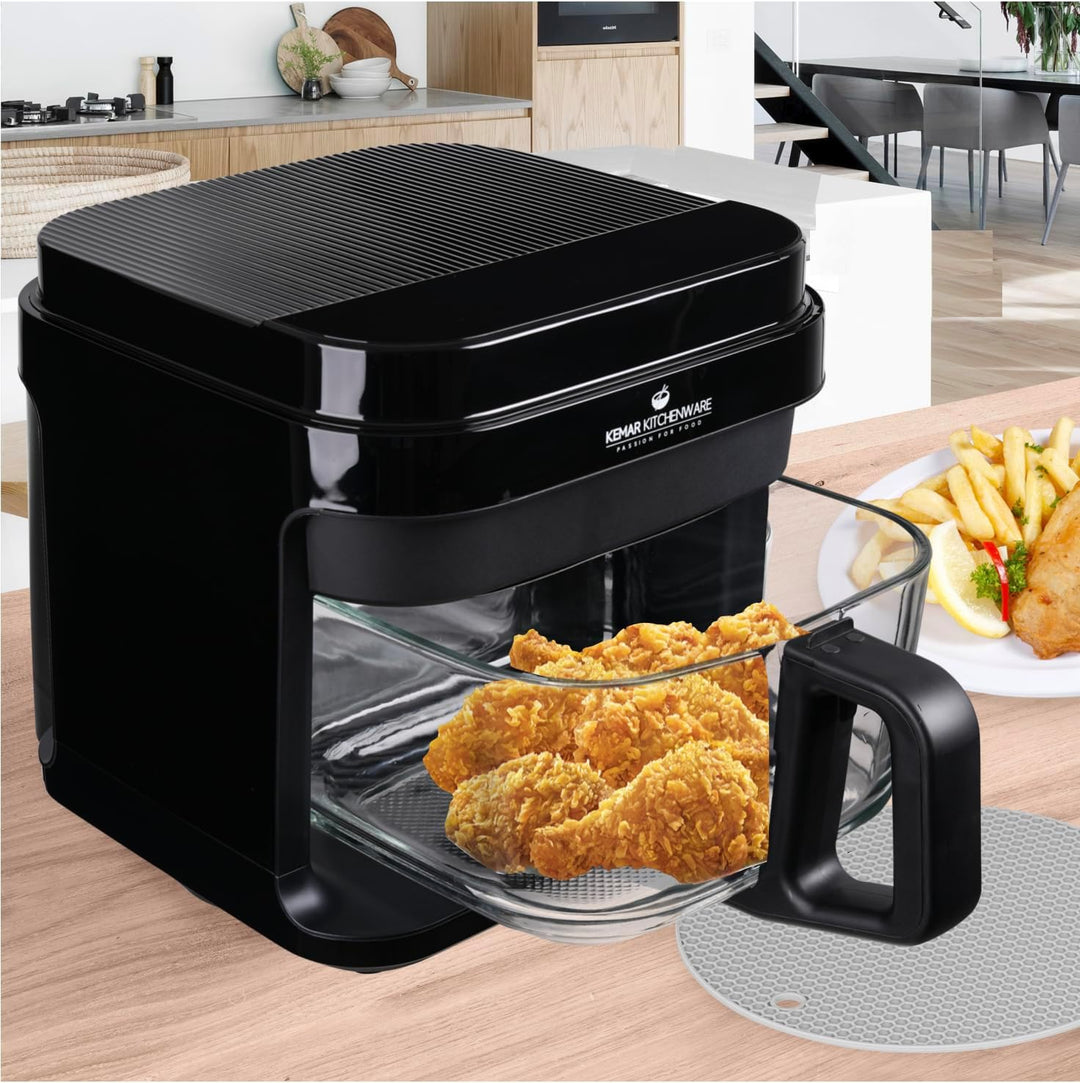 KHF-550 Heissluftfritteuse, 5,5 Liter,1.200W, Touchdisplay,Frittierkorb aus Glas ohne Beschichtung,
