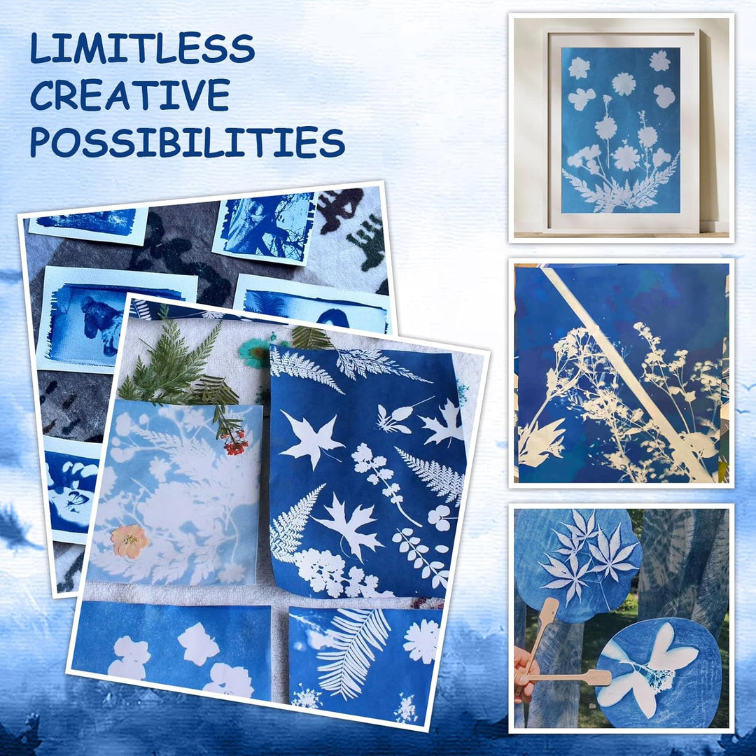 WAN2TLK Cyanotype Kit, Sonnendruck-Kit für fotografische Blaupausen auf Papier und Stoff, 2-Komponen