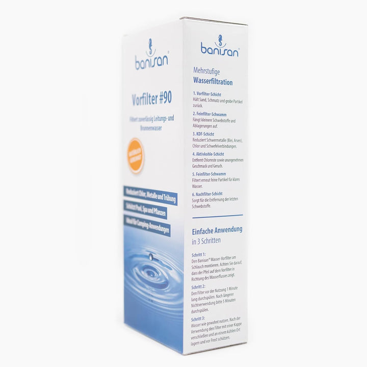 Vorfilter #90 für Leitungs- & Brunnenwasser – Schlauchfilter Set inkl. Messingadapter – für Pool/Whi
