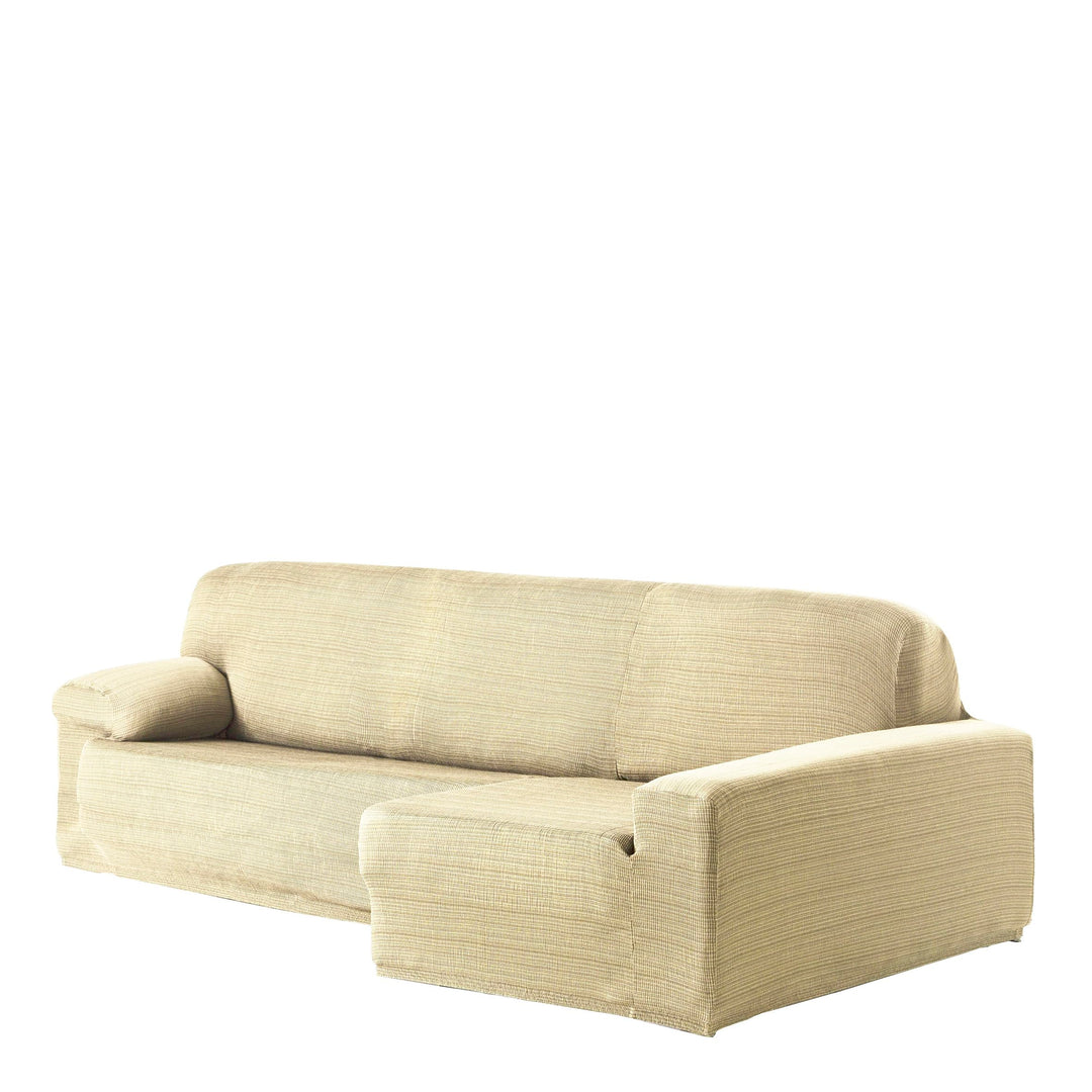 Eysa Aquiles elastisch Sofa überwurf Chaise Longue rechts, frontalsicht, Farbe 00-Ecru, Polyester-Ba