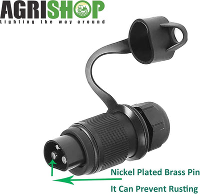 AGRISHOP 2Stück Anhänger Stecker 3polig 12v 24v und 2Stück Steckdose 3-Polig,Wasserfester Traktor St