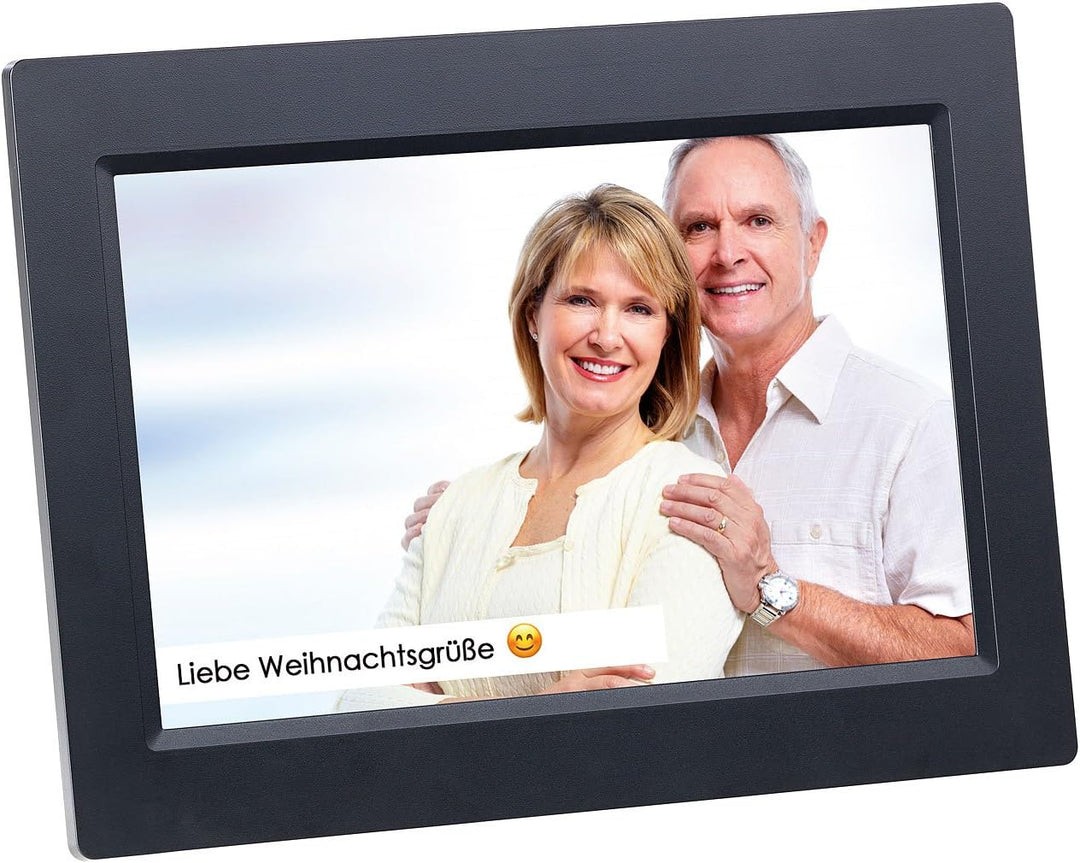 Somikon Digitale Bilderrahmen: WLAN-Bilderrahmen mit 25,7-cm-IPS-Touchscreen & weltweitem Bild-Uploa