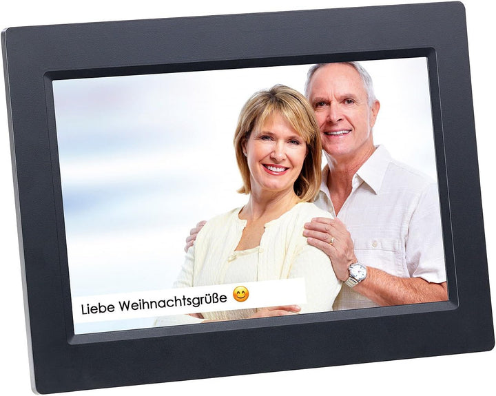 Somikon Digitale Bilderrahmen: WLAN-Bilderrahmen mit 25,7-cm-IPS-Touchscreen & weltweitem Bild-Uploa