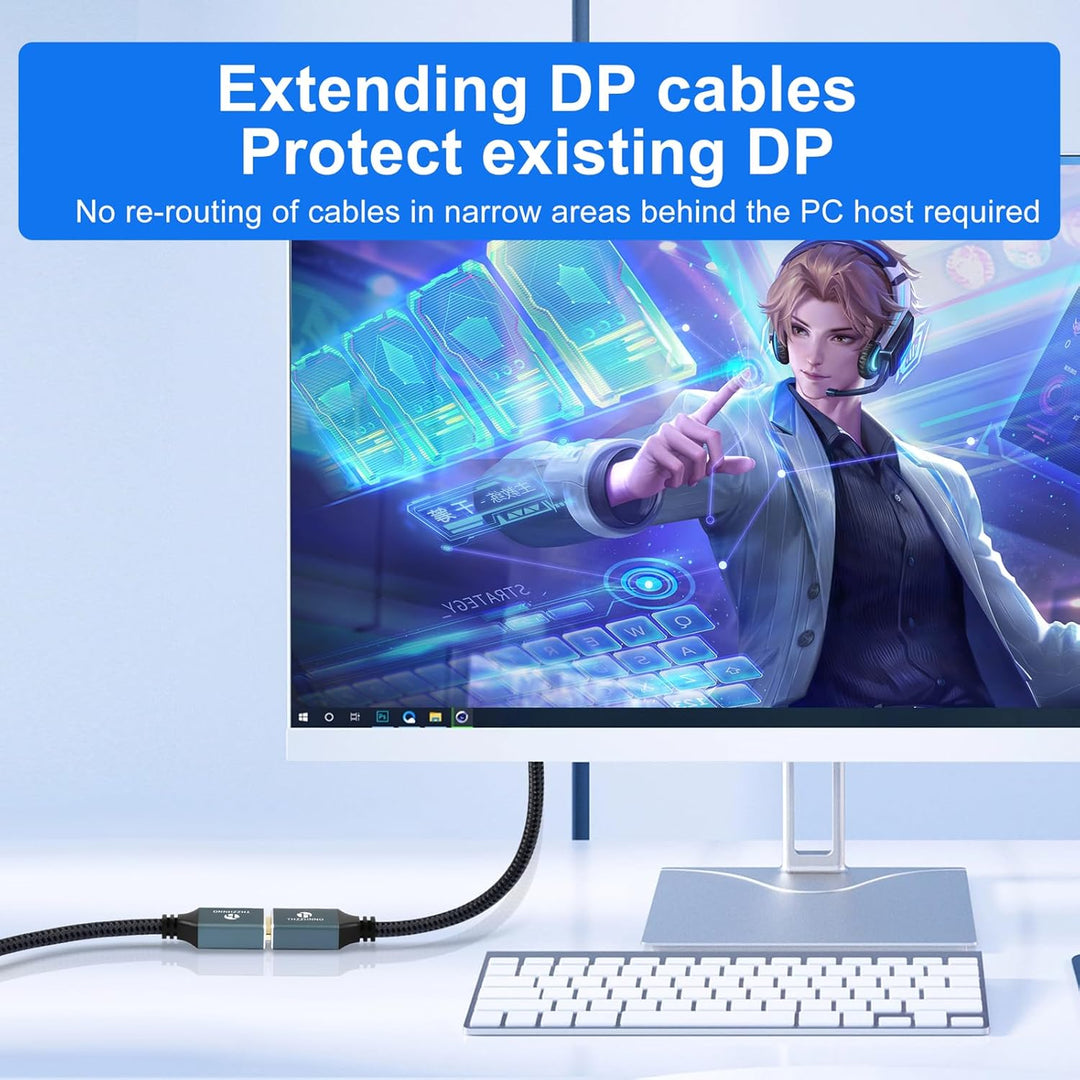 Thzzhnno DisplayPort Verlängerungskabel 5M, DisplayPort 4K Stecker auf Buchse Kabel Unterstützt 4K@6