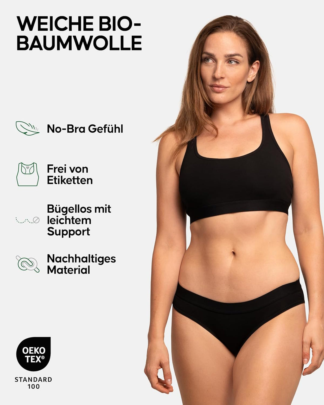 DANISH ENDURANCE Bralette-BH aus Bio-Baumwolle (1er | 3er Pack), Bequem, Weich, Ohne Bügel, für Dame