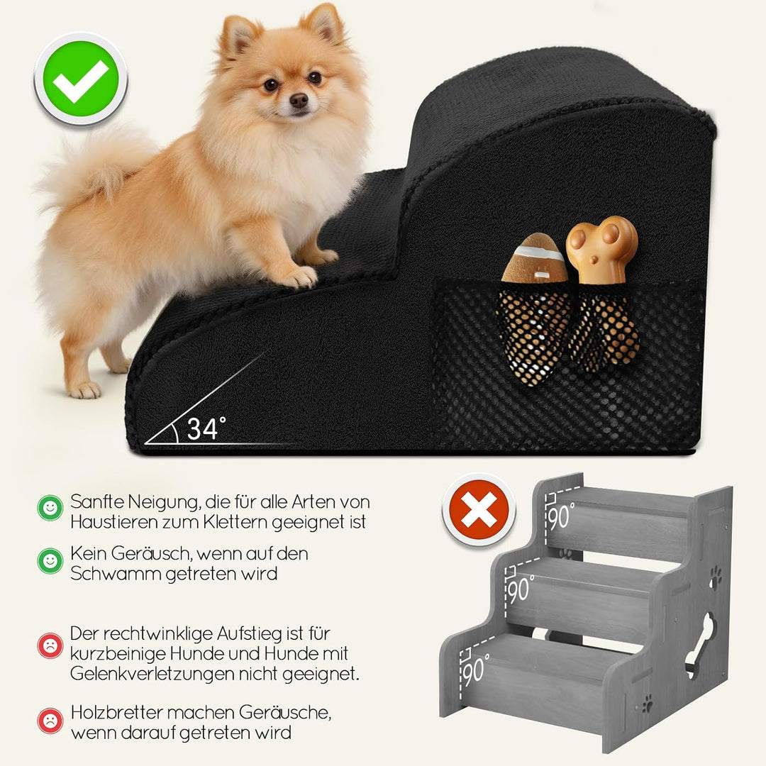 Hundetreppe für Kleine Hunde, Thihome Hundetreppe 2 Stufen, Rutschfestem Katzentreppe für Alte Katze