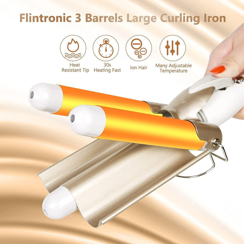 Flintronic Lockenstab, 3 Fässer Wellen Locken Stab, 22mm Welleneisen Haar Styling Werkzeug, 180℃ -21