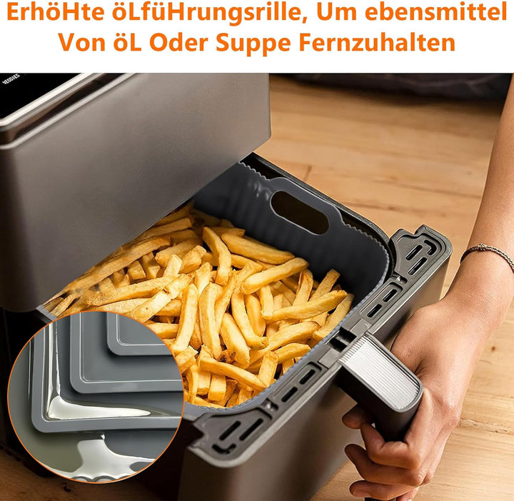 23CM Silikonform für Heissluftfritteuse, 2PCS Airfryer Zubehör XXL Silikon Backform für COSORI 6,4L,