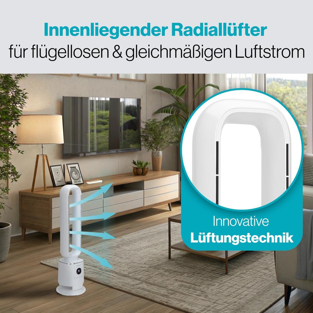 ProfiCare® Ventilator leise | flügelloser Turmventilator | mit Schwenkfunktion | 86cm hoch | inkl. F