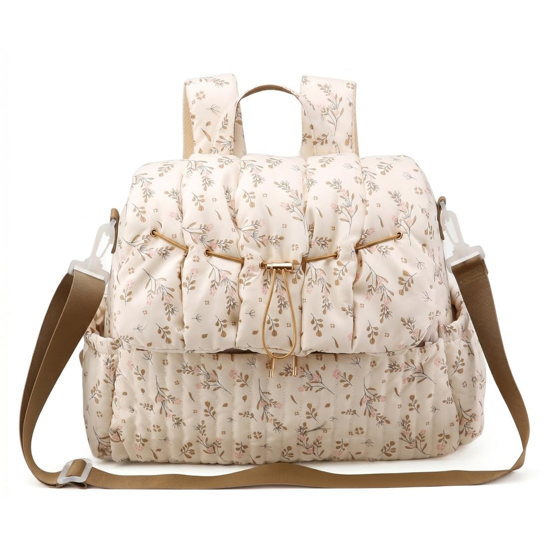 Geblümte Wickeltasche, geblümter Wickelrucksack, Tasche mit mehreren Taschen für Mütter, stilvoller