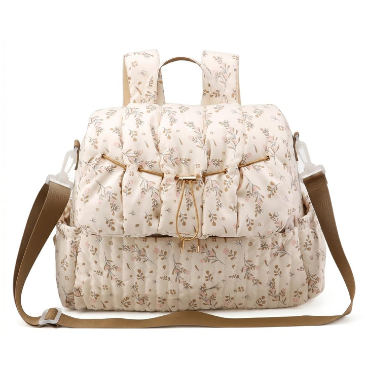 Geblümte Wickeltasche, geblümter Wickelrucksack, Tasche mit mehreren Taschen für Mütter, stilvoller