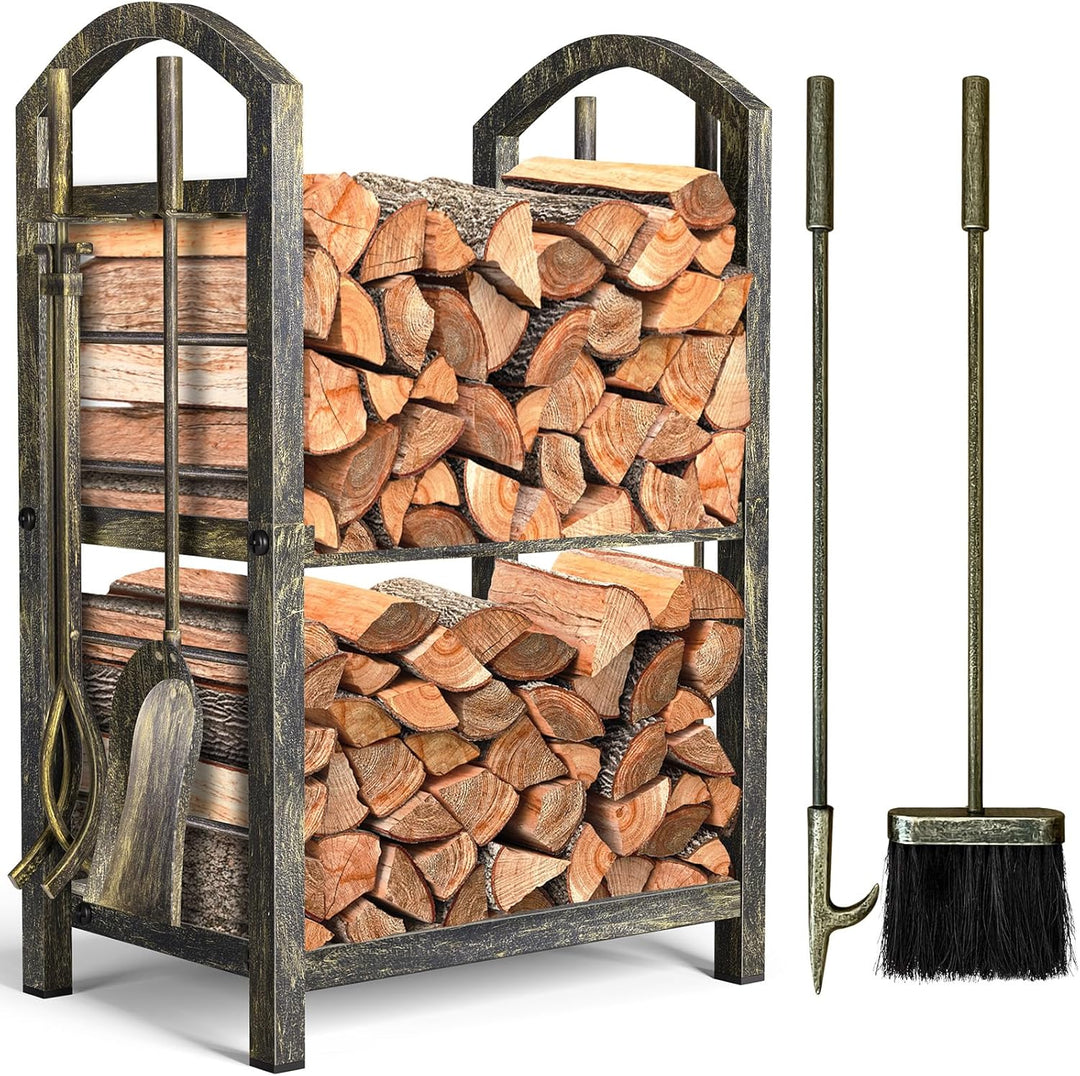 Amagabeli Kamin Kaminholz Holzregal mit Werkzeugsets Indoor Holzhalter Kamin Outdoor Holzhalter Rack