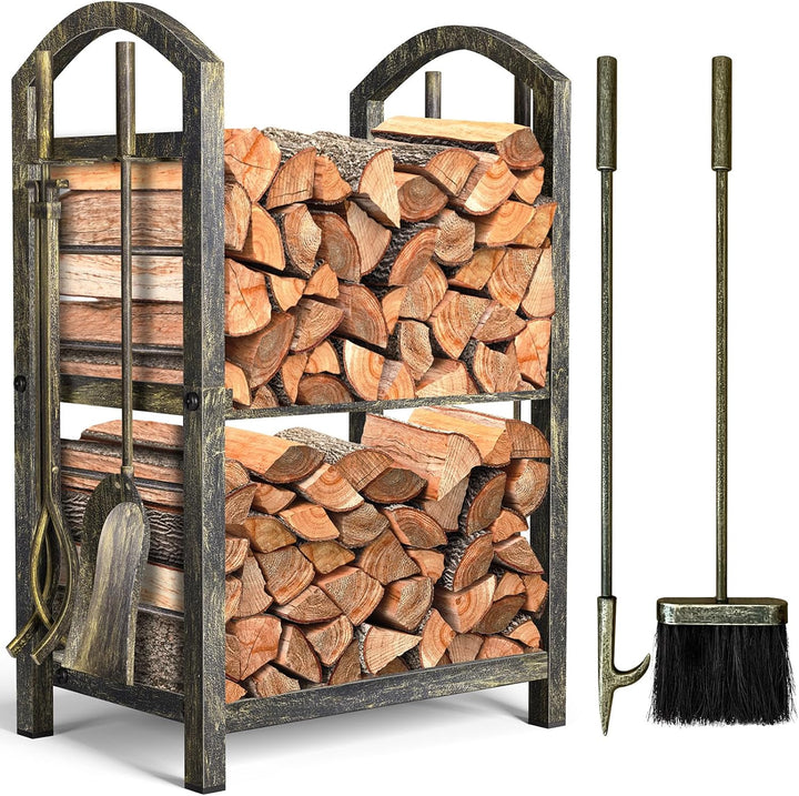 Amagabeli Kamin Kaminholz Holzregal mit Werkzeugsets Indoor Holzhalter Kamin Outdoor Holzhalter Rack