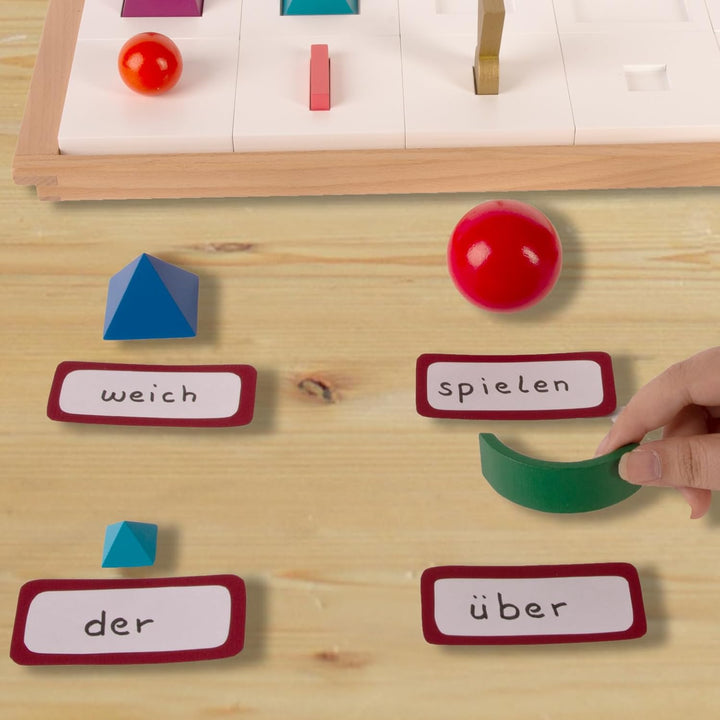 Montessori Wortartensymbole als 3D-Wortartenkörper zum Lernen der wichtigsten Wortarten