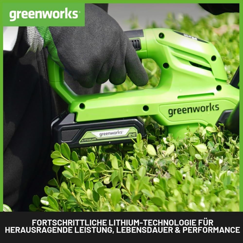 Greenworks G24B2 Akku und G24UC Ladegerät (Li-Ion 24V 2Ah 60W Leistung 60 Minuten Ladezeit bei 2Ah g