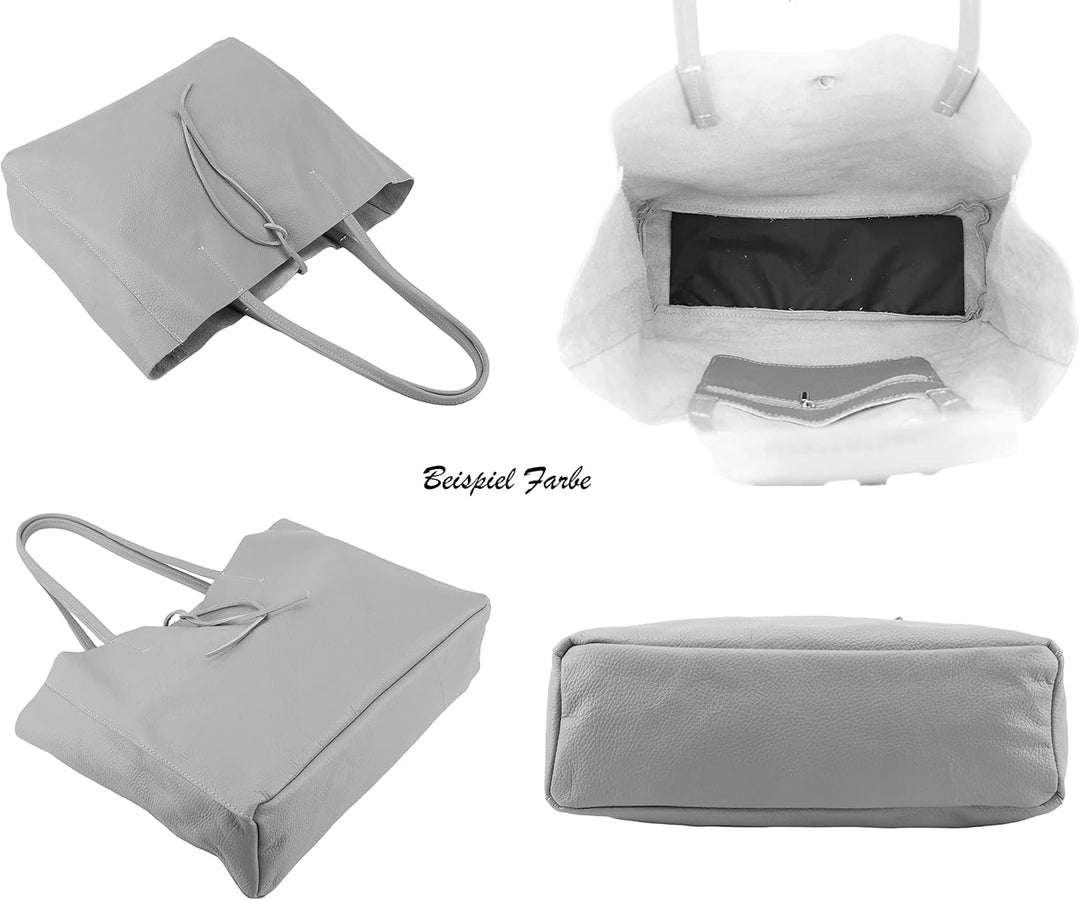 SH Leder ® Damen Echt Rindleder Shopper in Querformat mit Innentasche in vielen Farben Schultertasch