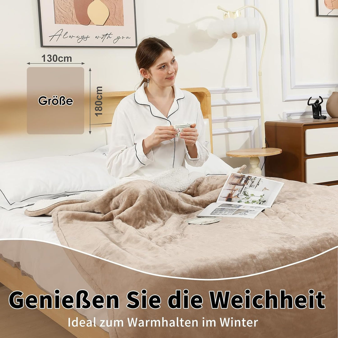 ESTINGO Heizdecke mit Abschaltautomatik 180x130cm, 6 Heizstufen, 10-Stunden-Timer, Überhitzungsschut