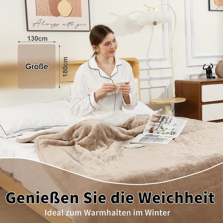 ESTINGO Heizdecke mit Abschaltautomatik 180x130cm, 6 Heizstufen, 10-Stunden-Timer, Überhitzungsschut