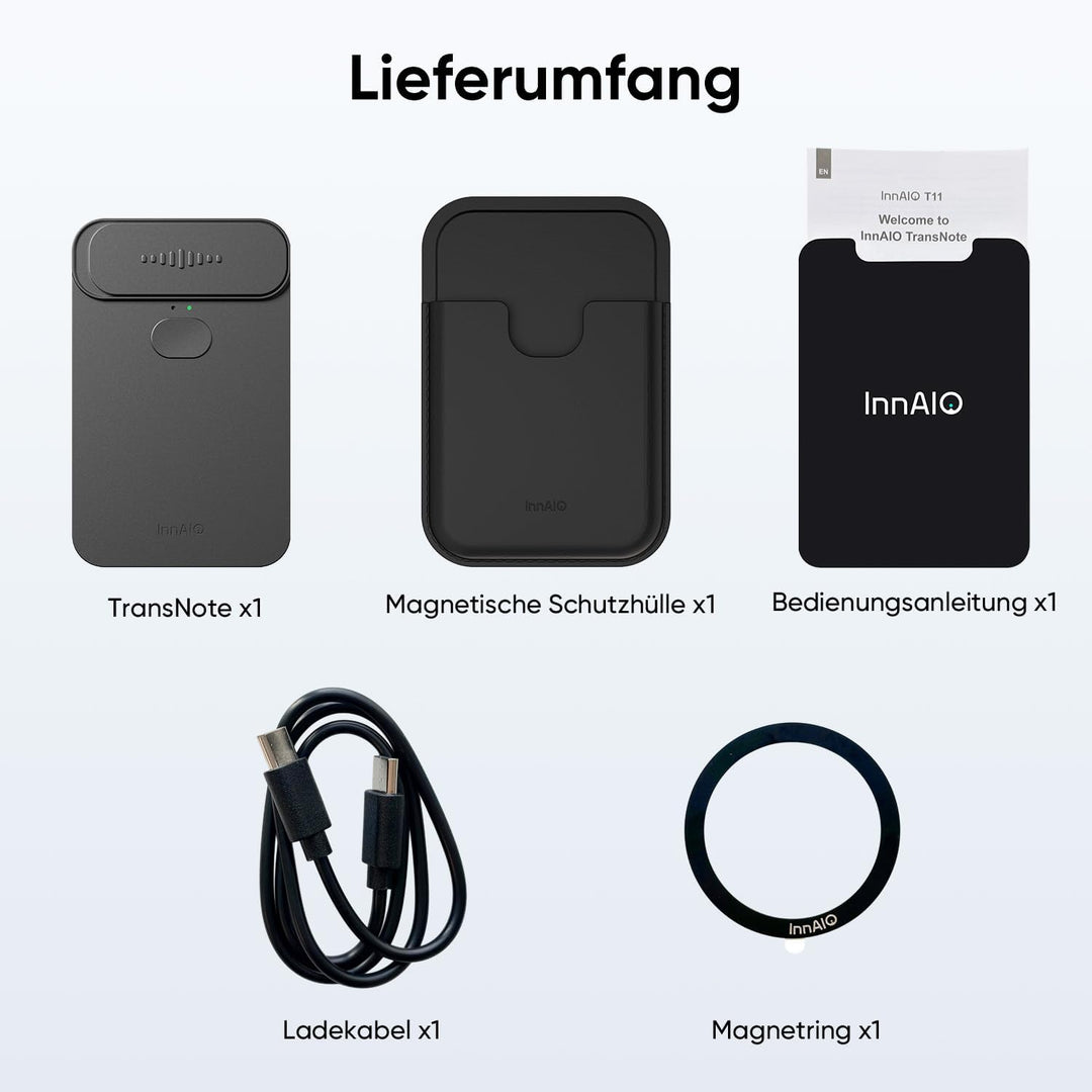 KI-Diktiergerät für Notizen &amp; Zusammenfassung (Schwarz)