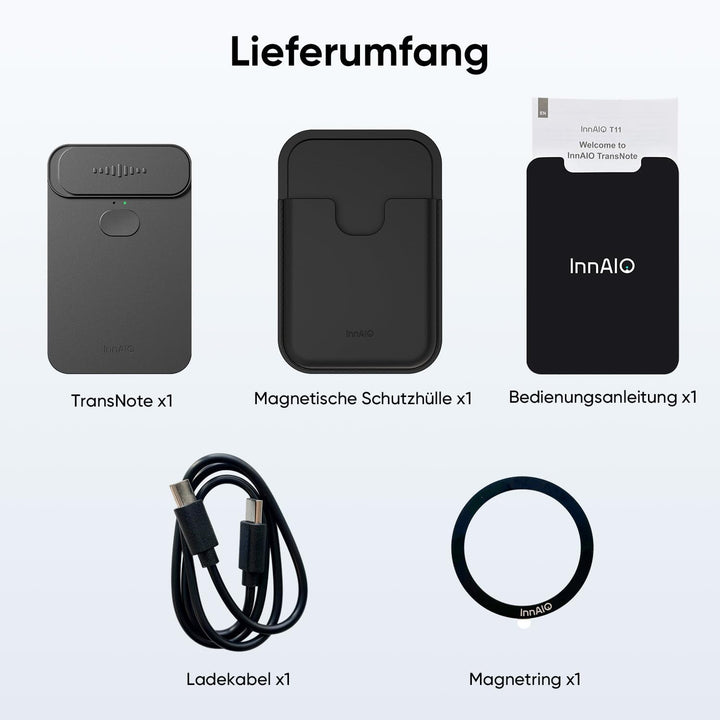 KI-Diktiergerät für Notizen &amp; Zusammenfassung (Schwarz)