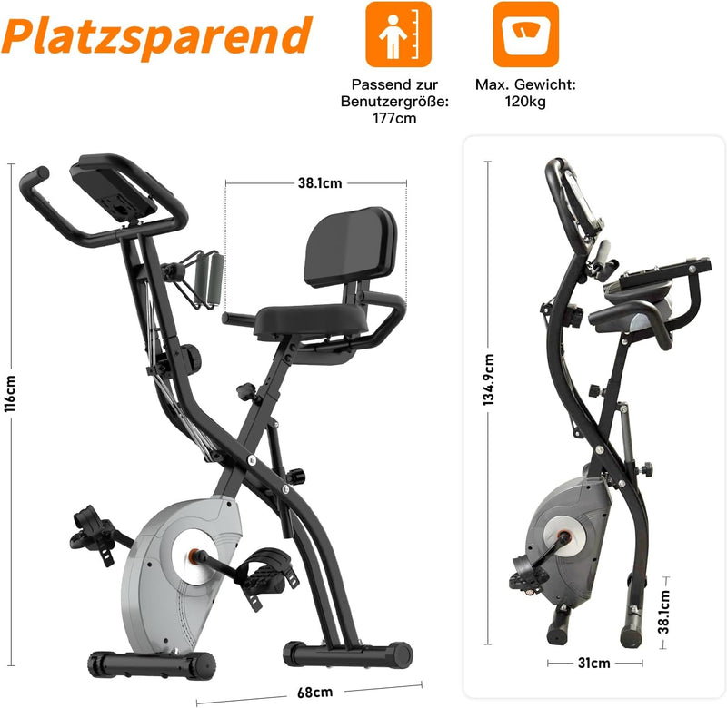 ATIVAFIT X-Bike Sport Fitnessfahrrad für Heimtrainer Fitnessbike für Ober-Und Unterkörper x-Bike mit