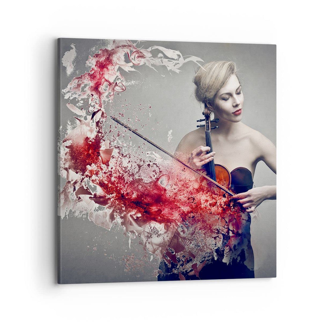 Bilder auf Leinwand 70x70cm Leinwandbild Frau Violine Musik Instrument Gross Wanddeko Bild Schlafzim