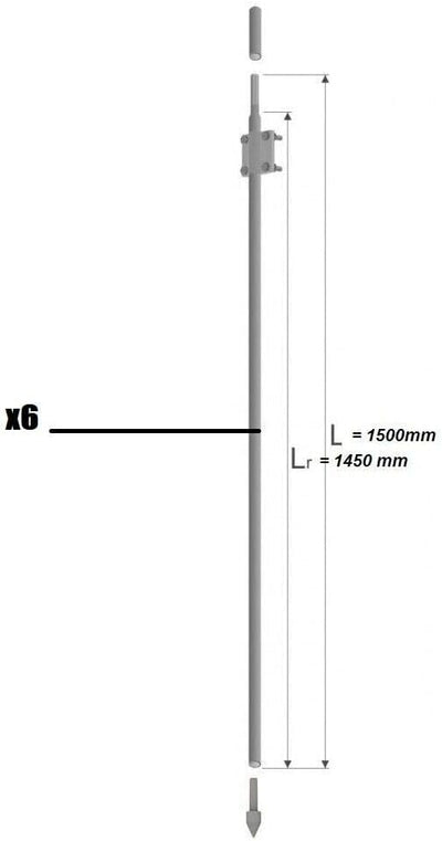 Tiefenerder Erder Erdung Staberder feuerverzinkt Ø20mm 1500mm 1,5m SET Längenauswahl (SET 9000mm 6x1