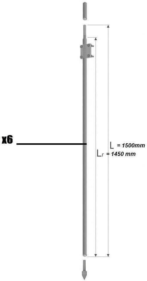 Tiefenerder Erder Erdung Staberder feuerverzinkt Ø20mm 1500mm 1,5m SET Längenauswahl (SET 9000mm 6x1