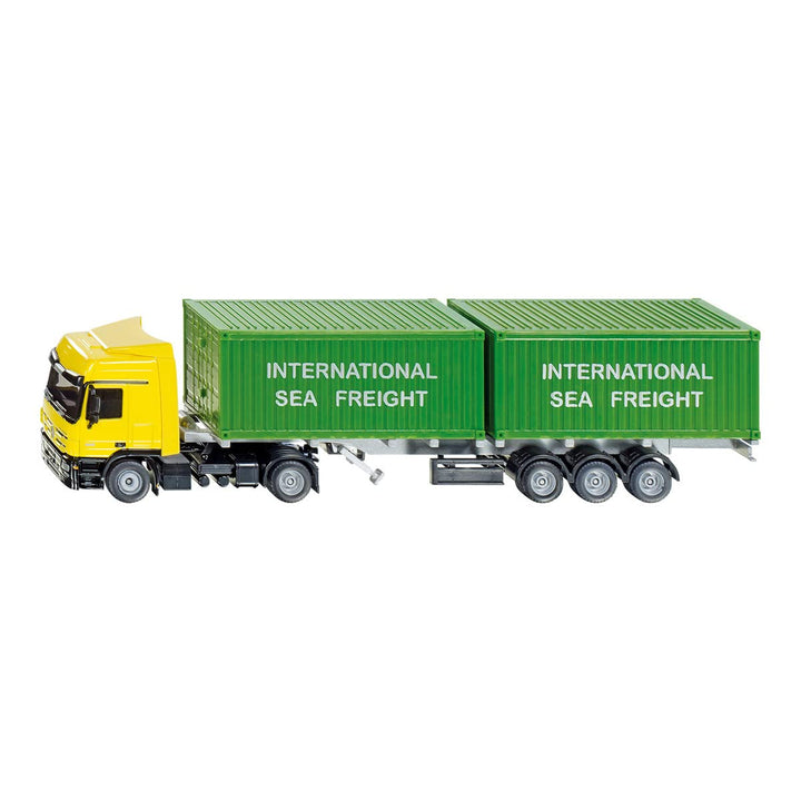 siku 3921, LKW mit Container, 1:50, Metall/Kunststoff, Gelb/Grün, Inkl. 2 Container, Variierbare Anh