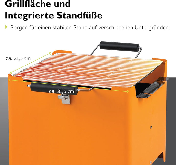 tepro Holzkohlegrill Chill&Grill Cube orange, Grillfläche: ca. 31,5 x 31,5 cm, Orange