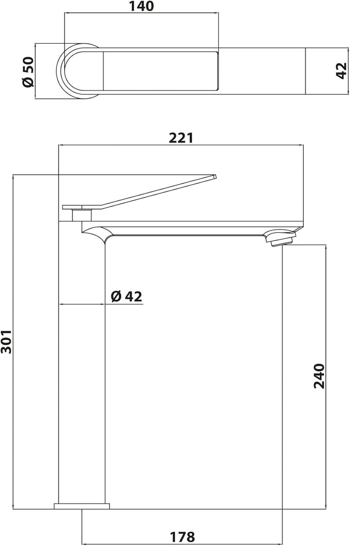 SCHÖNER WOHNEN-Kollektion Waschtischarmatur VIOLA L, Mattschwarz, Wasserhahn geeignet für Aufsatzwas