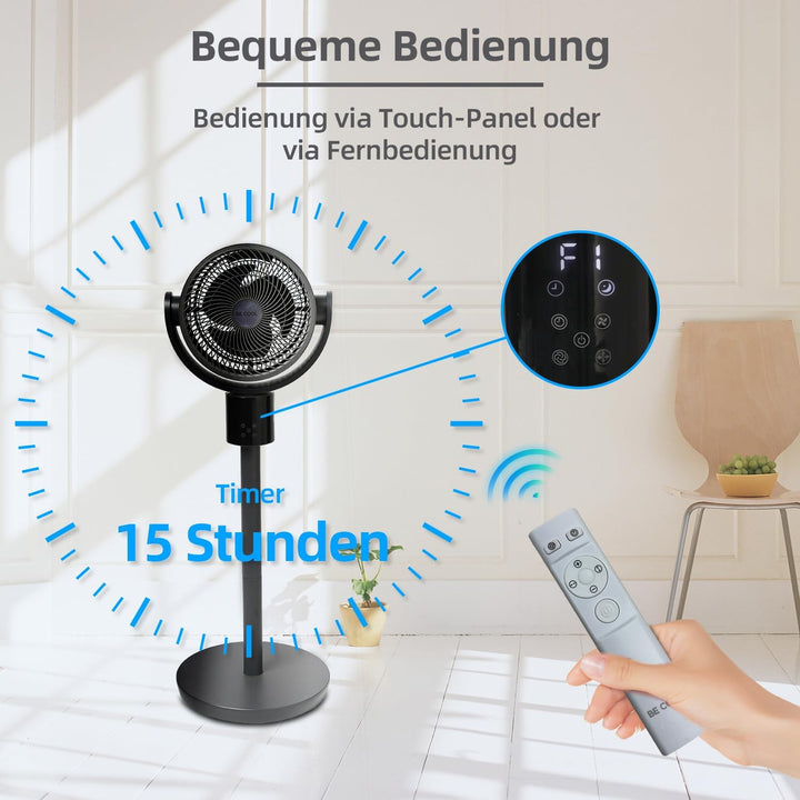 Be Cool Digitaler Stand- und Tischventilator 26cm – DC Inverter Motor, 50 Watt, 12 Stufen, 3 Windmod