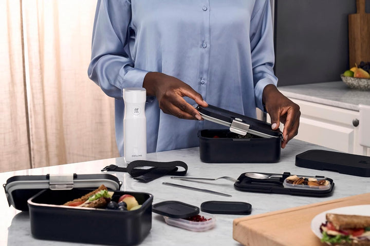 ZWILLING FRESH & SAVE Lunchbox to go inkl. Edelstahl-Besteck, bruchsicher, Vakuumfunktion, Schwarz