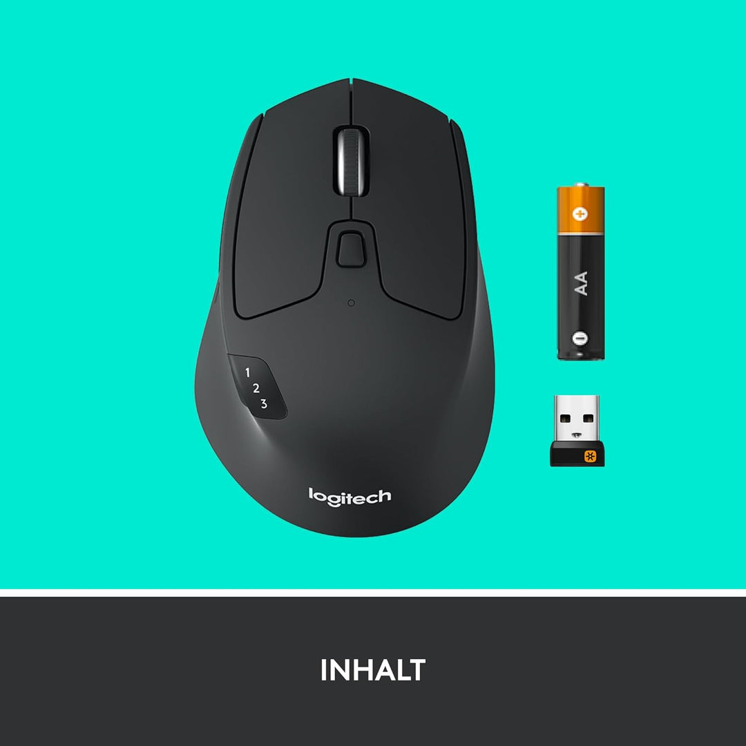 Logitech M720 Triathlon Multi-Device Kabellose Maus, Bluetooth, USB-Unifying-Empfänger, 1000 DPI, 6
