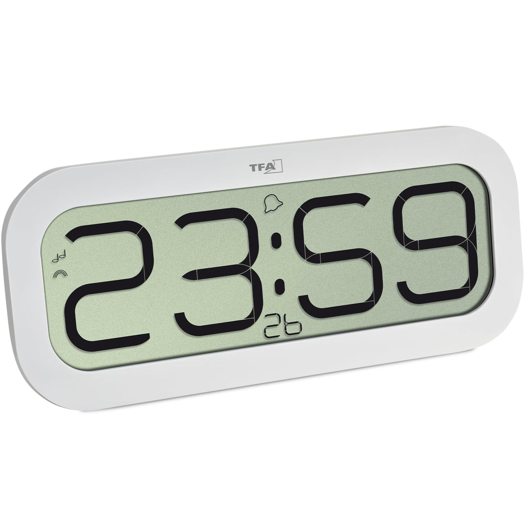 TFA Dostmann Digitale Wanduhr mit Stundenschlag Bim Bam, 60.4514.02, Funkuhr mit 5 verschiedenen Stu