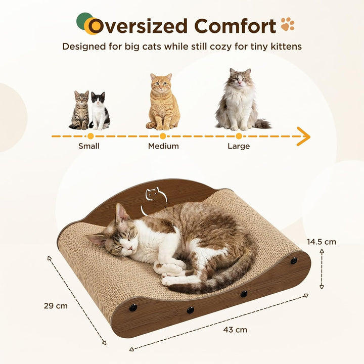 Gimars Kratzbrett Katze 43cm, Sofa-förmiges Katzen Kratzsofa aus Hochdichter Wellpappe, Kratzmatte &
