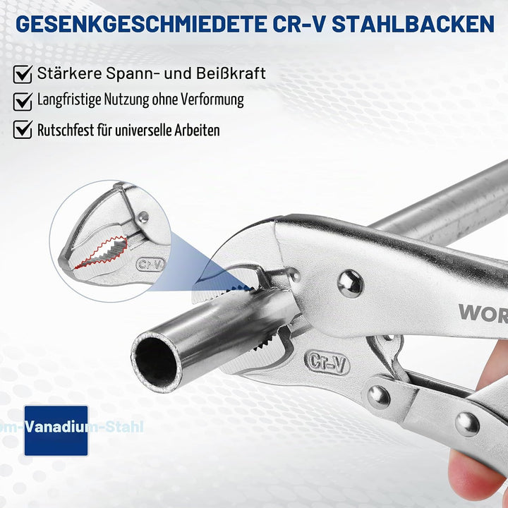 WORKPRO 5-tlg. Gripzangen Set (gebogene Backe Zange 254/178/127mm, Langbeck-Gripzange 229/165mm) Cr-