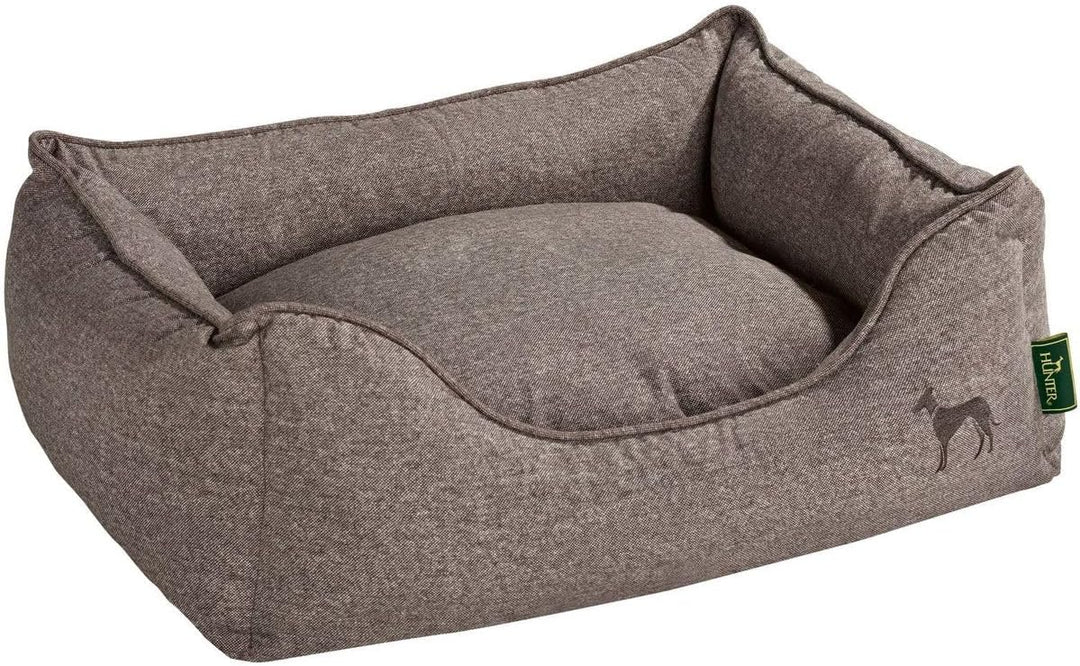 HUNTER Boston Hundesofa, Hundebett, Wendekissen mit Plüschbesatz,pflegeleicht, 60 x 50 cm, braun bra